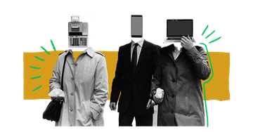 3 Personen, die drei verschiedene Instrumente und Methoden des Wissensmanagements anwenden