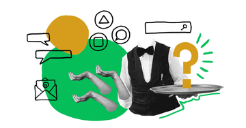 Quiply Mitarbeiter-App Illustration Internal Servicekraft kommuniziert