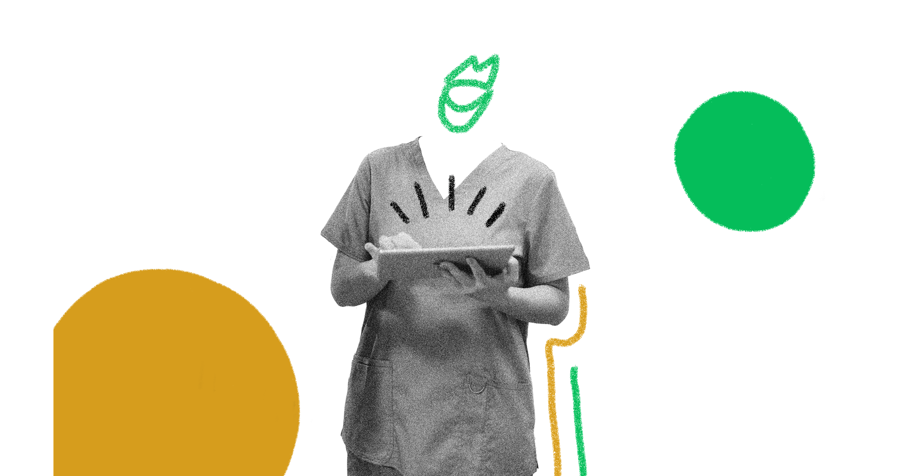 Eine Pflegekraft nutzt die Quiply Mitarbeiter-App auf einem Tablet, Pflege