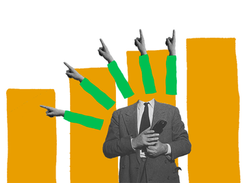 Die richtigen Werkzeuge für das Wissensmanagement. Person vor einem Grafik.
