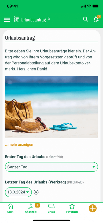 Quiply MitarbeiterApp Urlaubsantrag Formulare